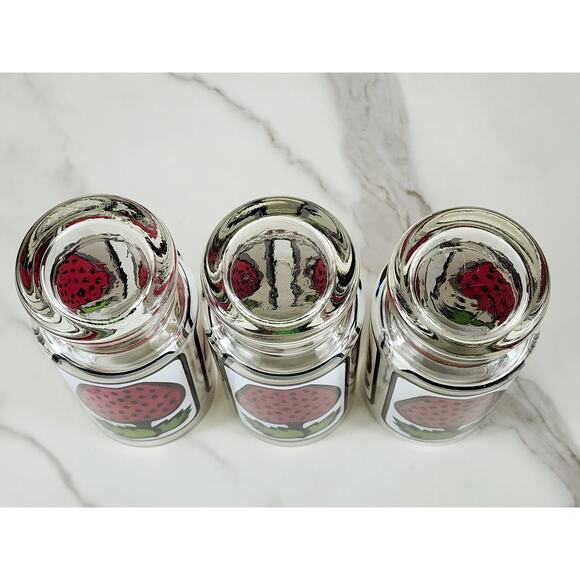 Libbey Strawberry Pedestal Tumbler Glass 16oz Retro 80's 6 1/2" x3 Vintage - Picture 12 of 13